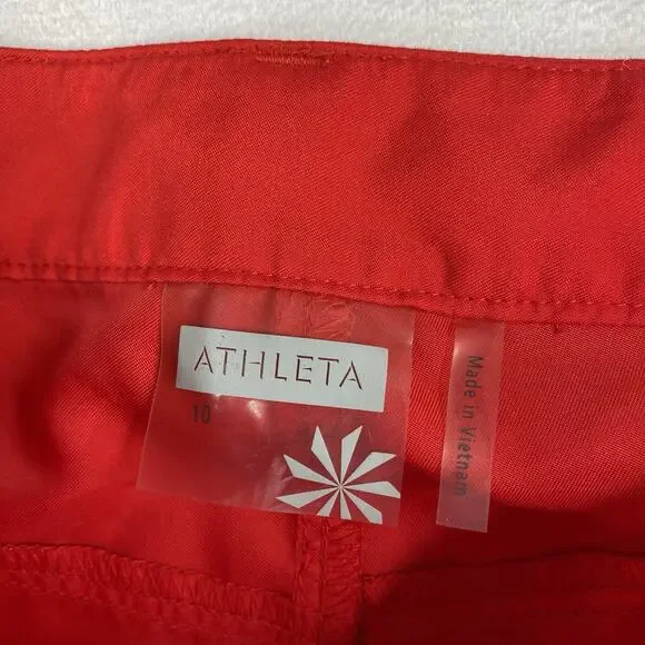 Athleta Shorts Womens 10 Red Coastal Eyelet Floral Embroidered Cut Out - Picture 11 of 13